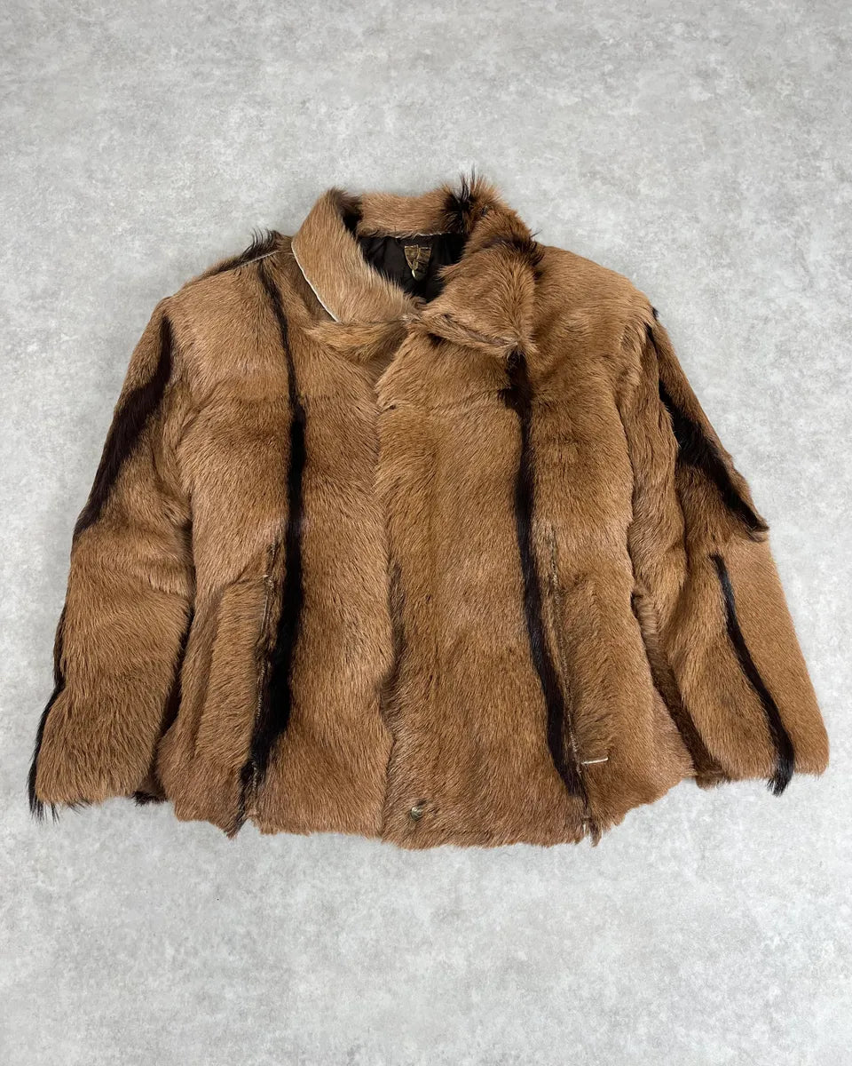 FW2005 Cavalli Goat Fur Camel Leather Jacket pXaNxUw 0