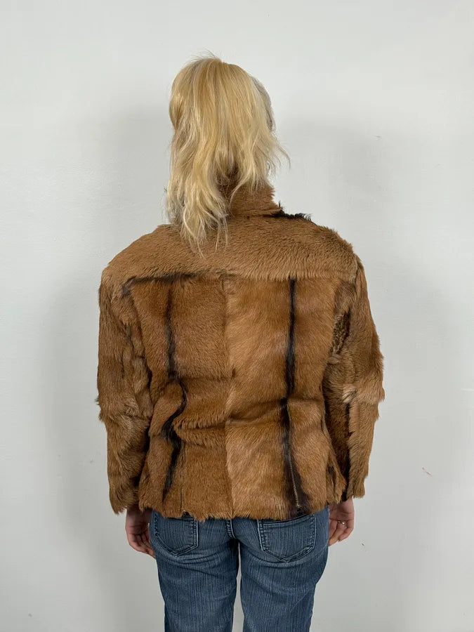 FW2005 Cavalli Goat Fur Camel Leather Jacket pXaNxUw 2