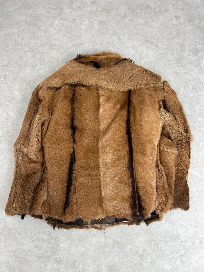 FW2005 Cavalli Goat Fur Camel Leather Jacket pXaNxUw 5