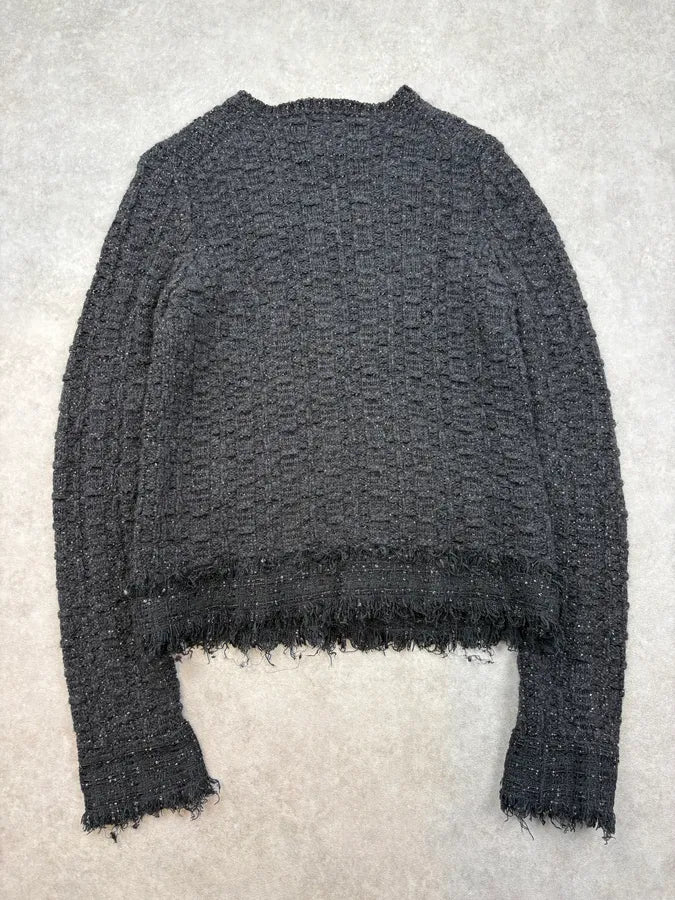 FW2005 Chanel Black Fringe Tweed Cashmere Cardigan znourZU 5
