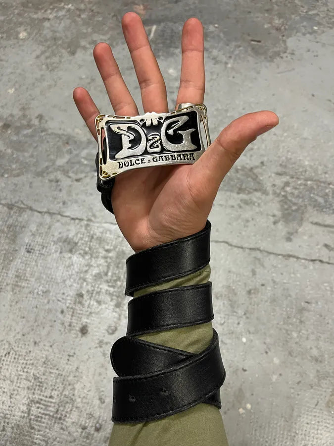 FW2005 Dolce & Gabbana Black Leather Belt (OS) WVGBkxe 0