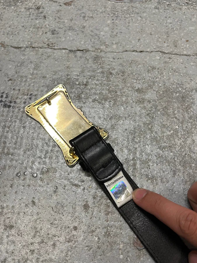 FW2005 Dolce & Gabbana Black Leather Belt (OS) WVGBkxe 4