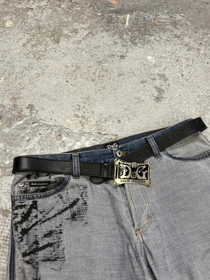 FW2005 Dolce & Gabbana Black Leather Belt (OS) WVGBkxe 7