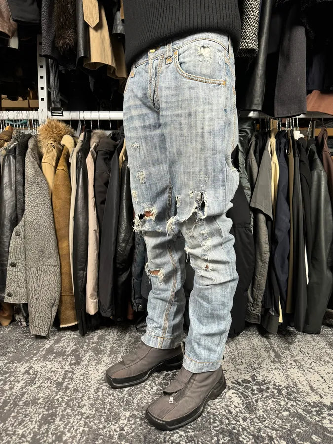 FW2005 Dolce & Gabbana Blue Distressed Denim Jeans IHgmbtz 2