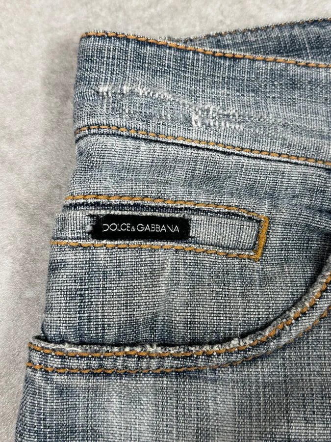 FW2005 Dolce & Gabbana Blue Distressed Denim Jeans IHgmbtz 10