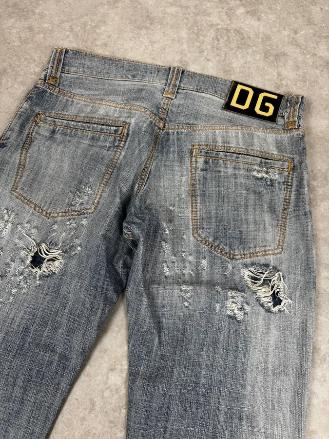FW2005 Dolce & Gabbana Blue Distressed Denim Jeans IHgmbtz 6