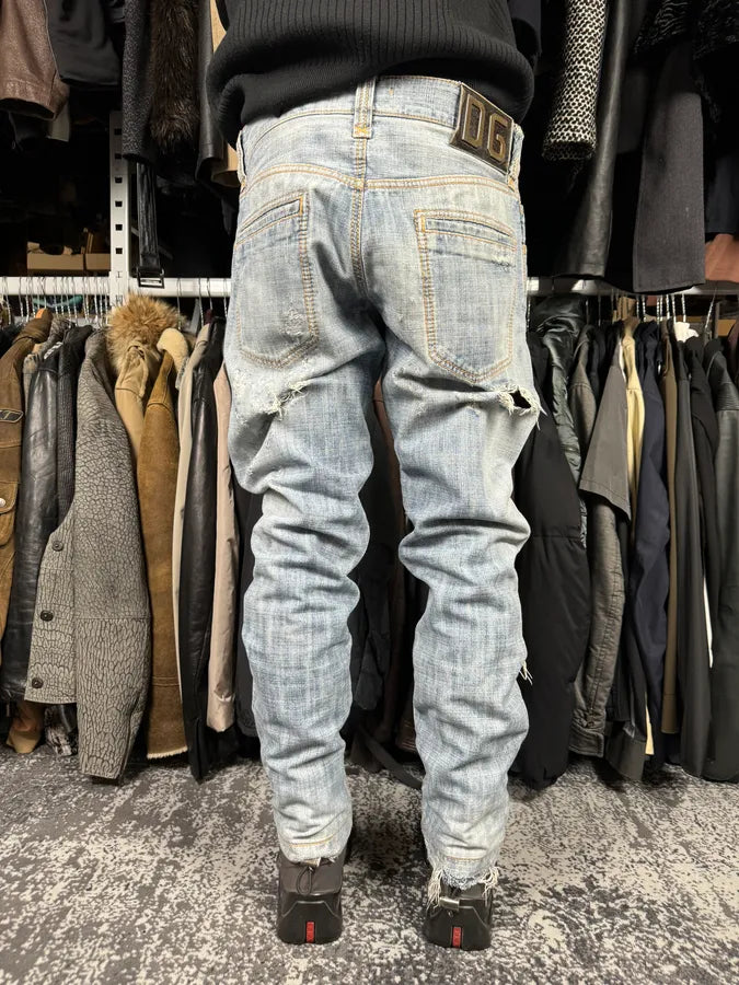 FW2005 Dolce & Gabbana Blue Distressed Denim Jeans IHgmbtz 3
