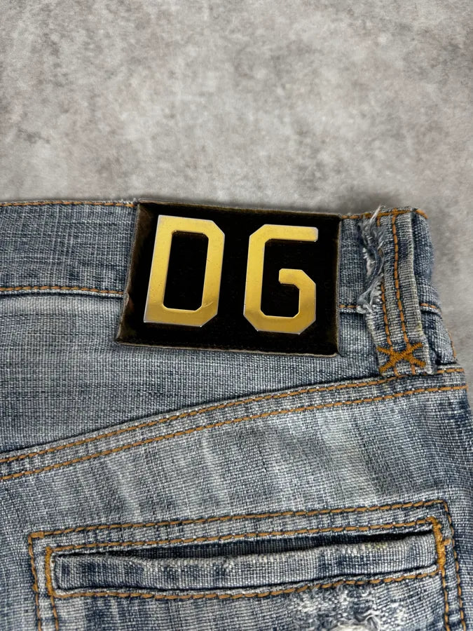 FW2005 Dolce & Gabbana Blue Distressed Denim Jeans IHgmbtz 11