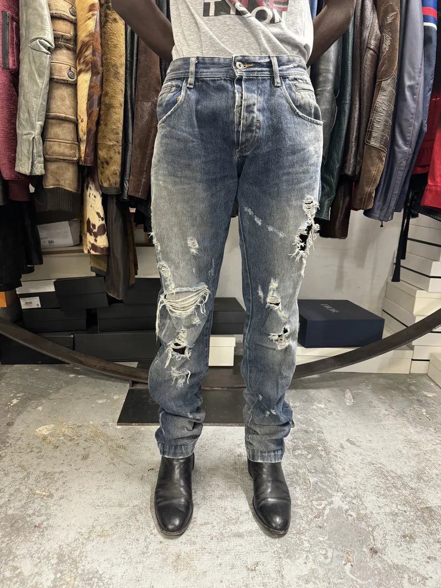 FW2005 Dolce & Gabbana Blue Distressed Denim Jeans vapjpcA 1