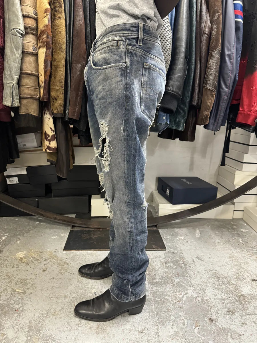 FW2005 Dolce & Gabbana Blue Distressed Denim Jeans vapjpcA 2