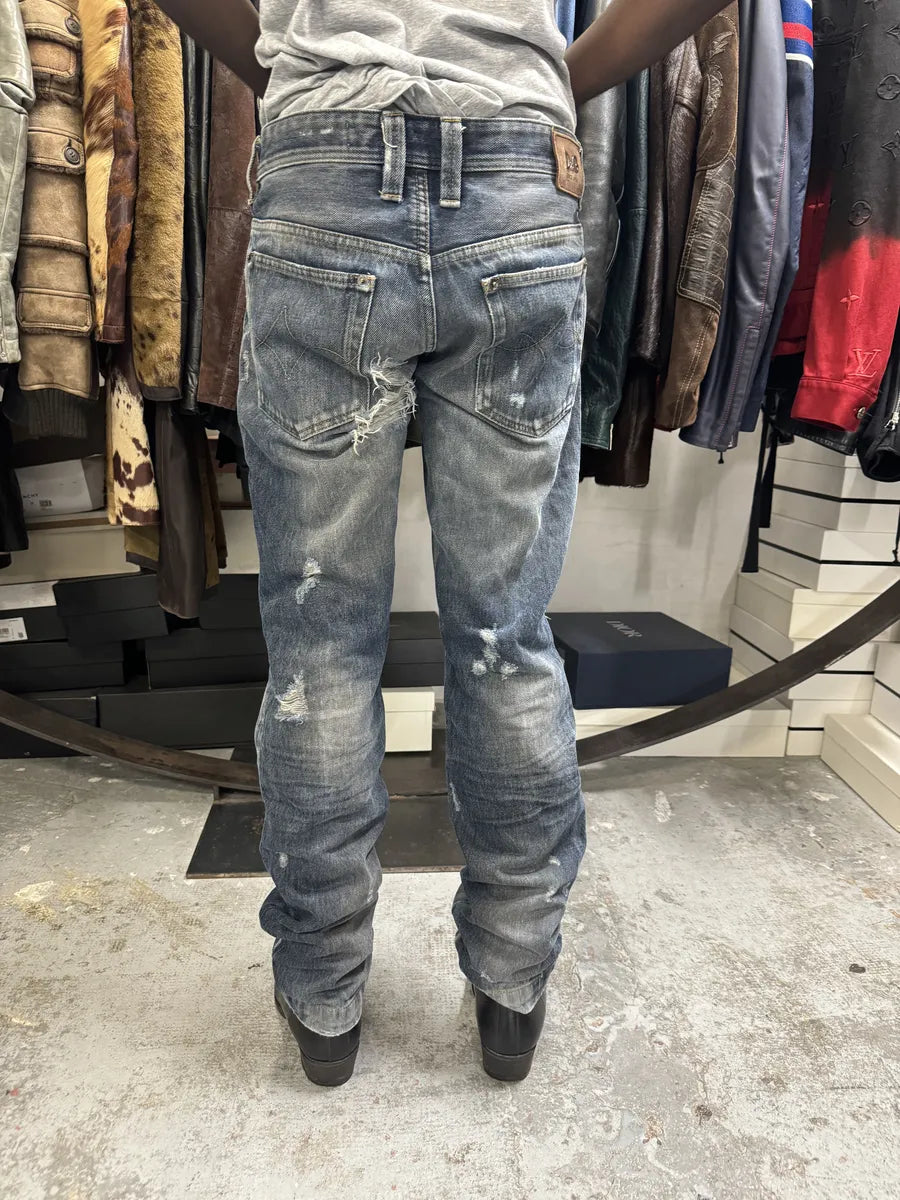 FW2005 Dolce & Gabbana Blue Distressed Denim Jeans vapjpcA 3