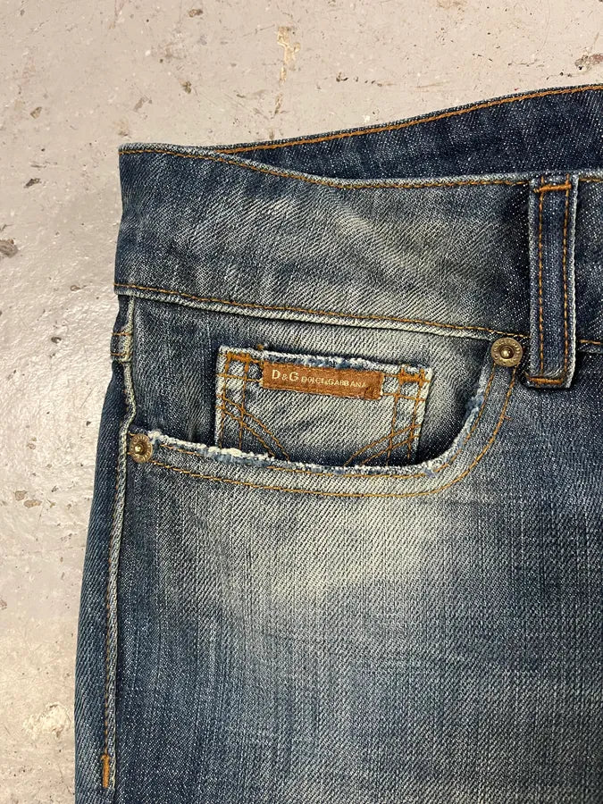 FW2005 Dolce & Gabbana Blue Faded Denim Jeans httnfHS 7