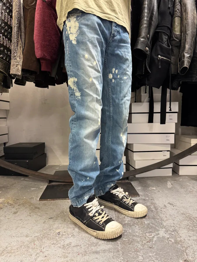 FW2005 Dolce & Gabbana Blue Painted Irregular Denim Jeans vjHjDbq 2