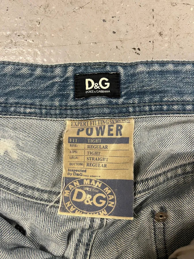 FW2005 Dolce & Gabbana Blue Painted Irregular Denim Jeans vjHjDbq 9