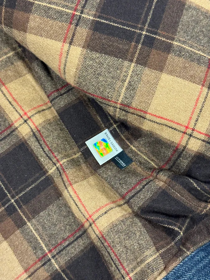 FW2005 Dolce & Gabbana Brown Pony Hair Blue Denim Jacket PhLQYhw 8