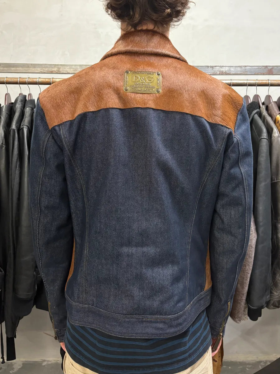 FW2005 Dolce & Gabbana Brown Pony Hair Denim Jacket (L) ziQSziD 2