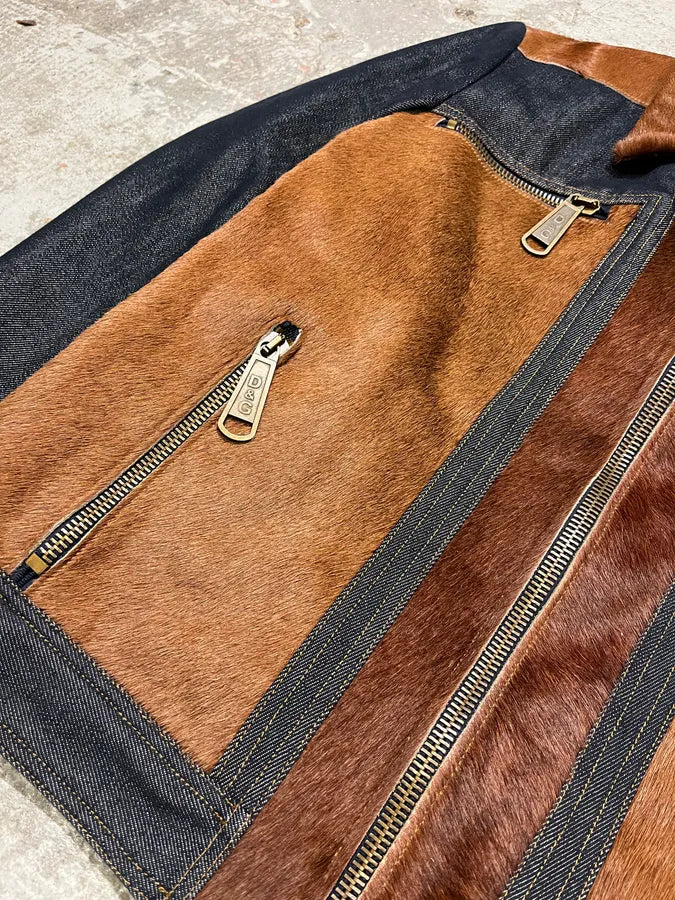 FW2005 Dolce & Gabbana Brown Pony Hair Denim Jacket (L) ziQSziD 4