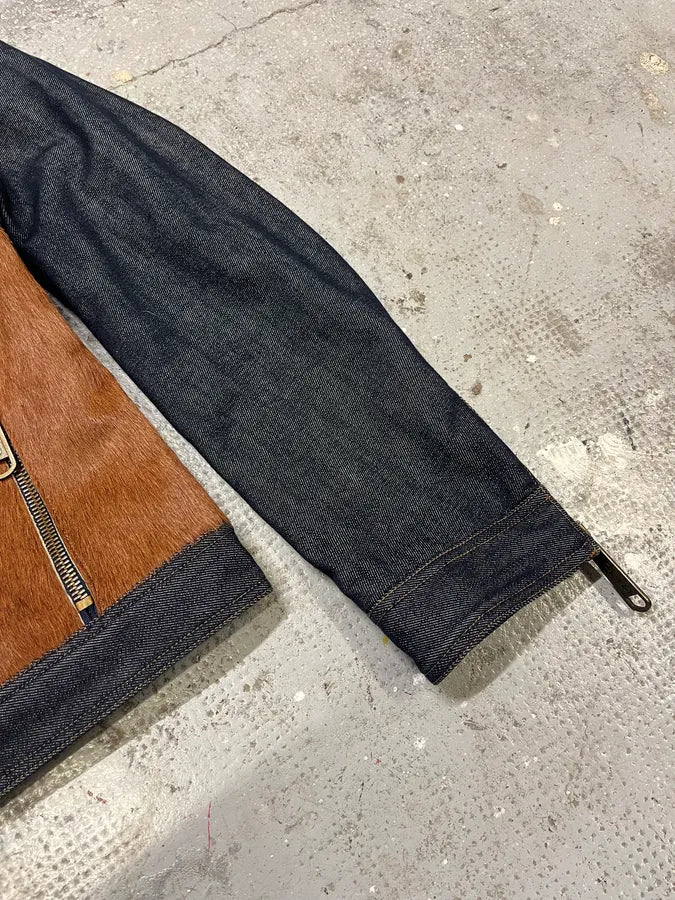 FW2005 Dolce & Gabbana Brown Pony Hair Denim Jacket (L) ziQSziD 5