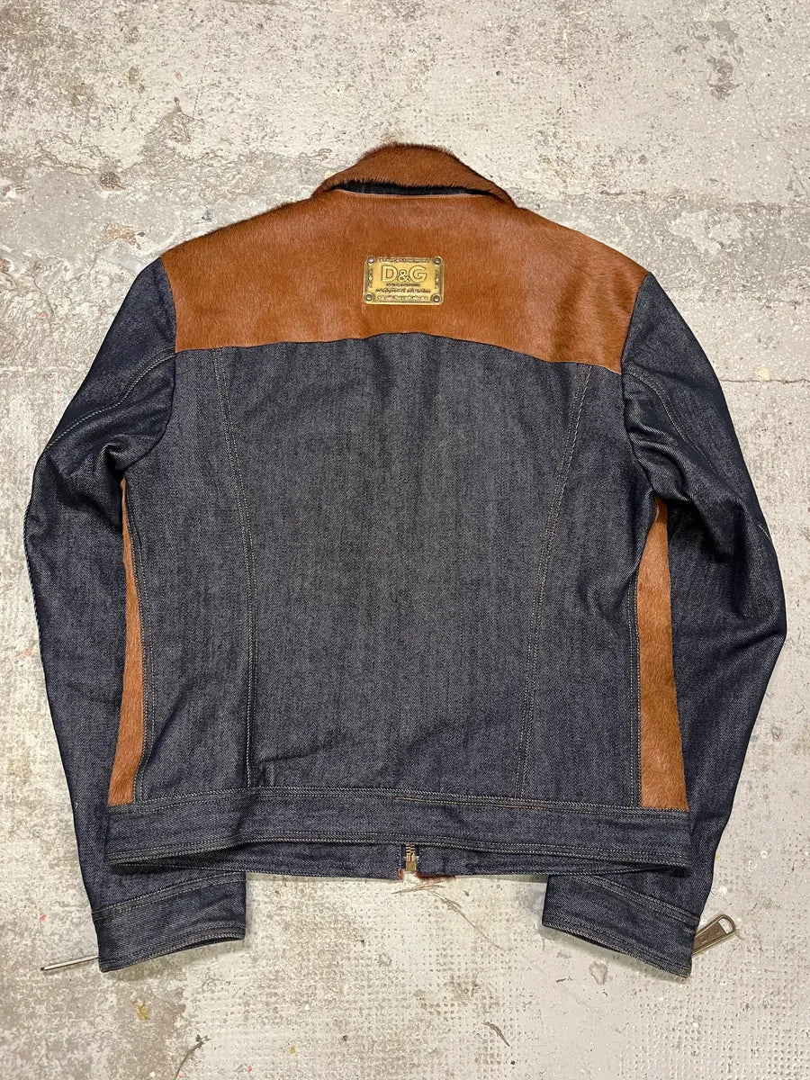 FW2005 Dolce & Gabbana Brown Pony Hair Denim Jacket (L) ziQSziD 6