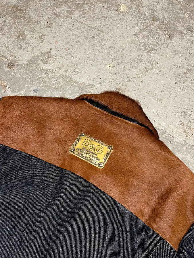 FW2005 Dolce & Gabbana Brown Pony Hair Denim Jacket (L) ziQSziD 7