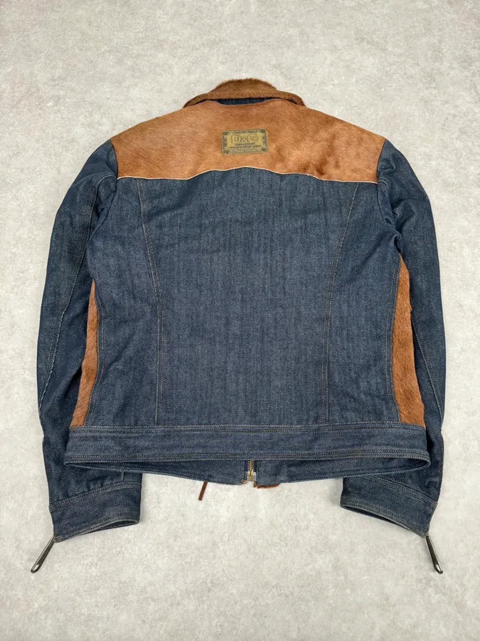 FW2005 Dolce & Gabbana Brown Pony Hair Hybrid Denim Jacket CDEpsvw 6