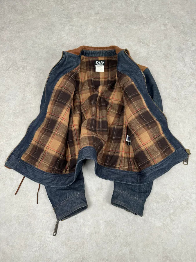 FW2005 Dolce & Gabbana Brown Pony Hair Hybrid Denim Jacket CDEpsvw 8