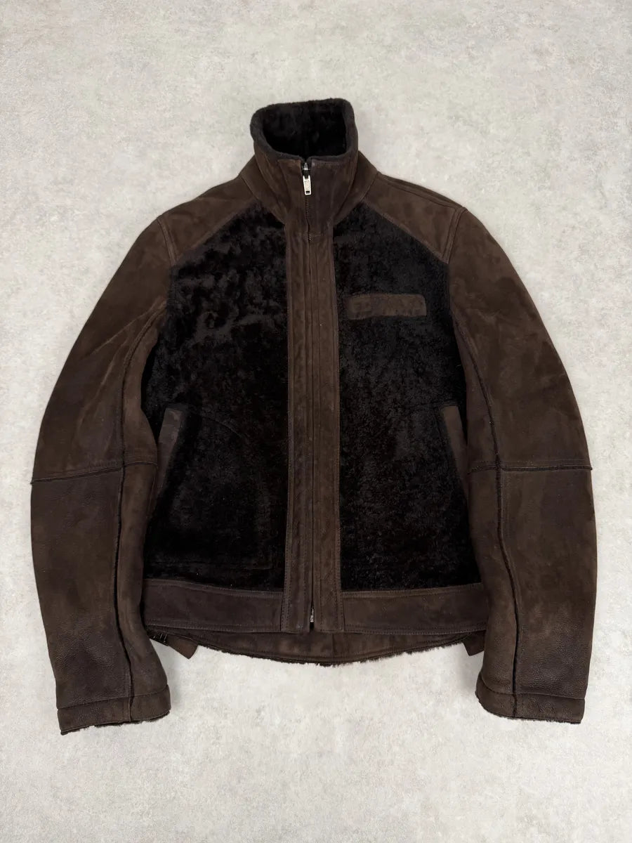 FW2005 Dolce & Gabbana Brown Reversible Shearling Leather Jacket mbGfPBC 0