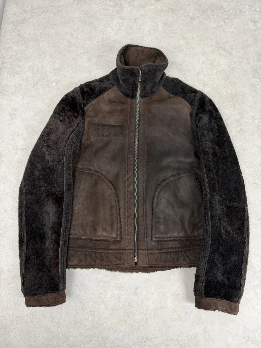 FW2005 Dolce & Gabbana Brown Reversible Shearling Leather Jacket mbGfPBC 1