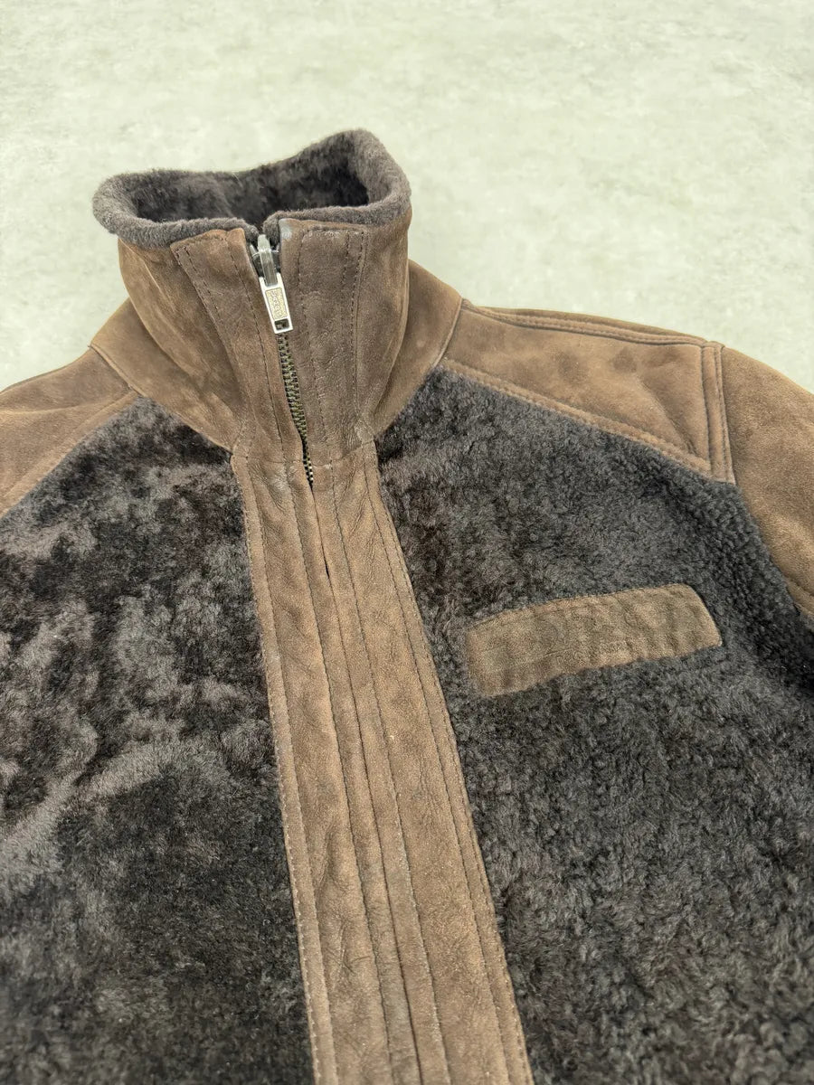 FW2005 Dolce & Gabbana Brown Reversible Shearling Leather Jacket mbGfPBC 11