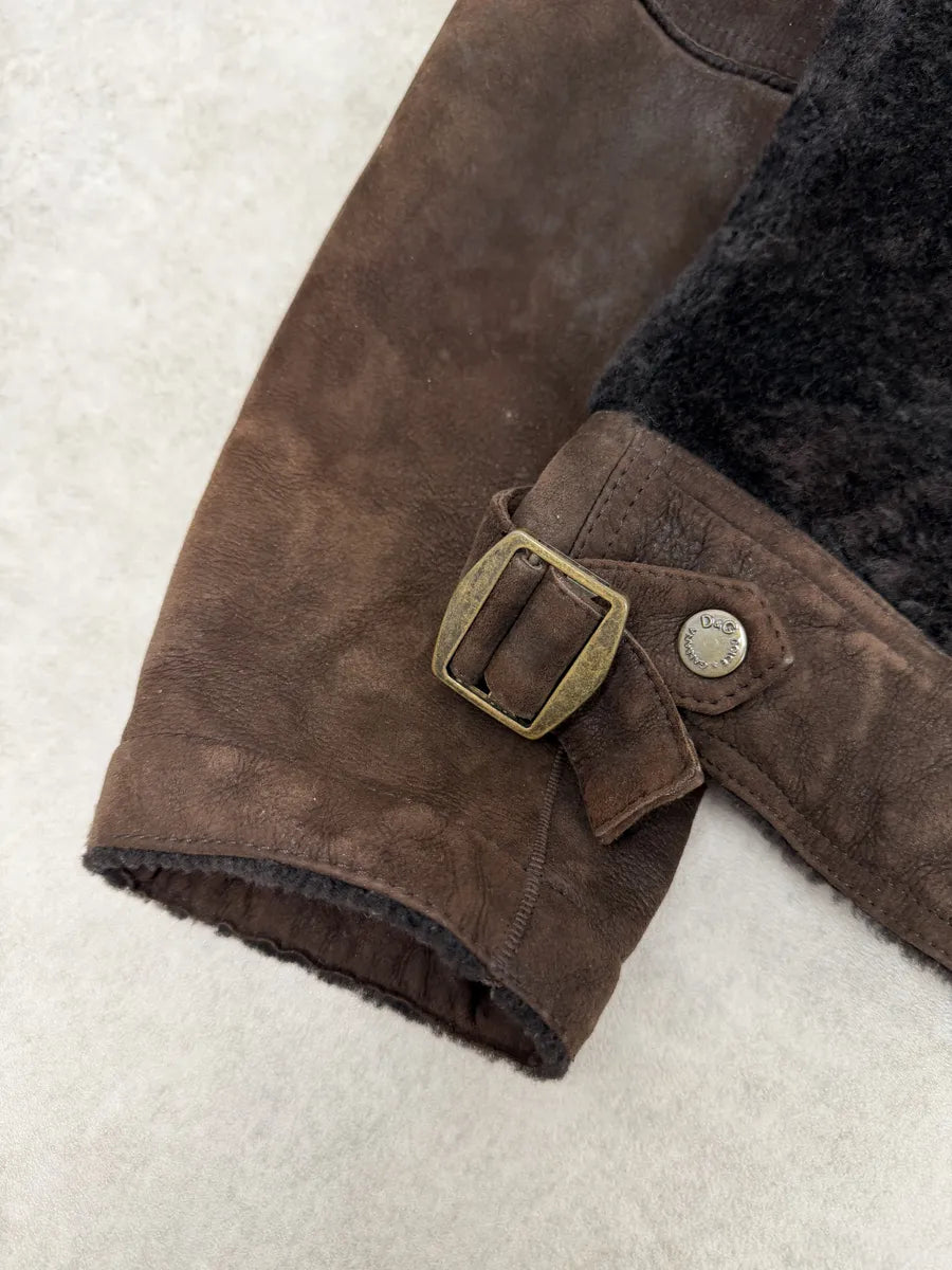 FW2005 Dolce & Gabbana Brown Reversible Shearling Leather Jacket mbGfPBC 12
