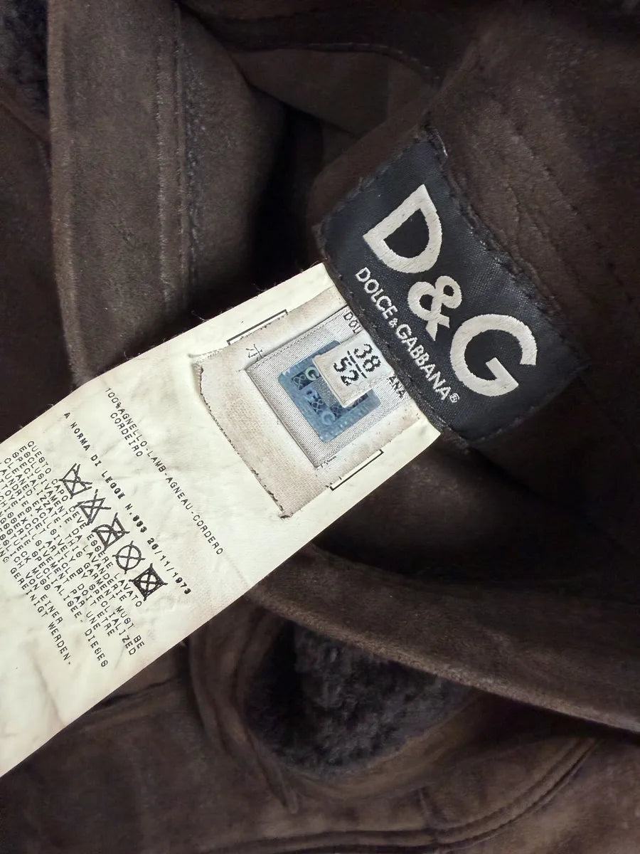 FW2005 Dolce & Gabbana Brown Reversible Shearling Leather Jacket mbGfPBC 14
