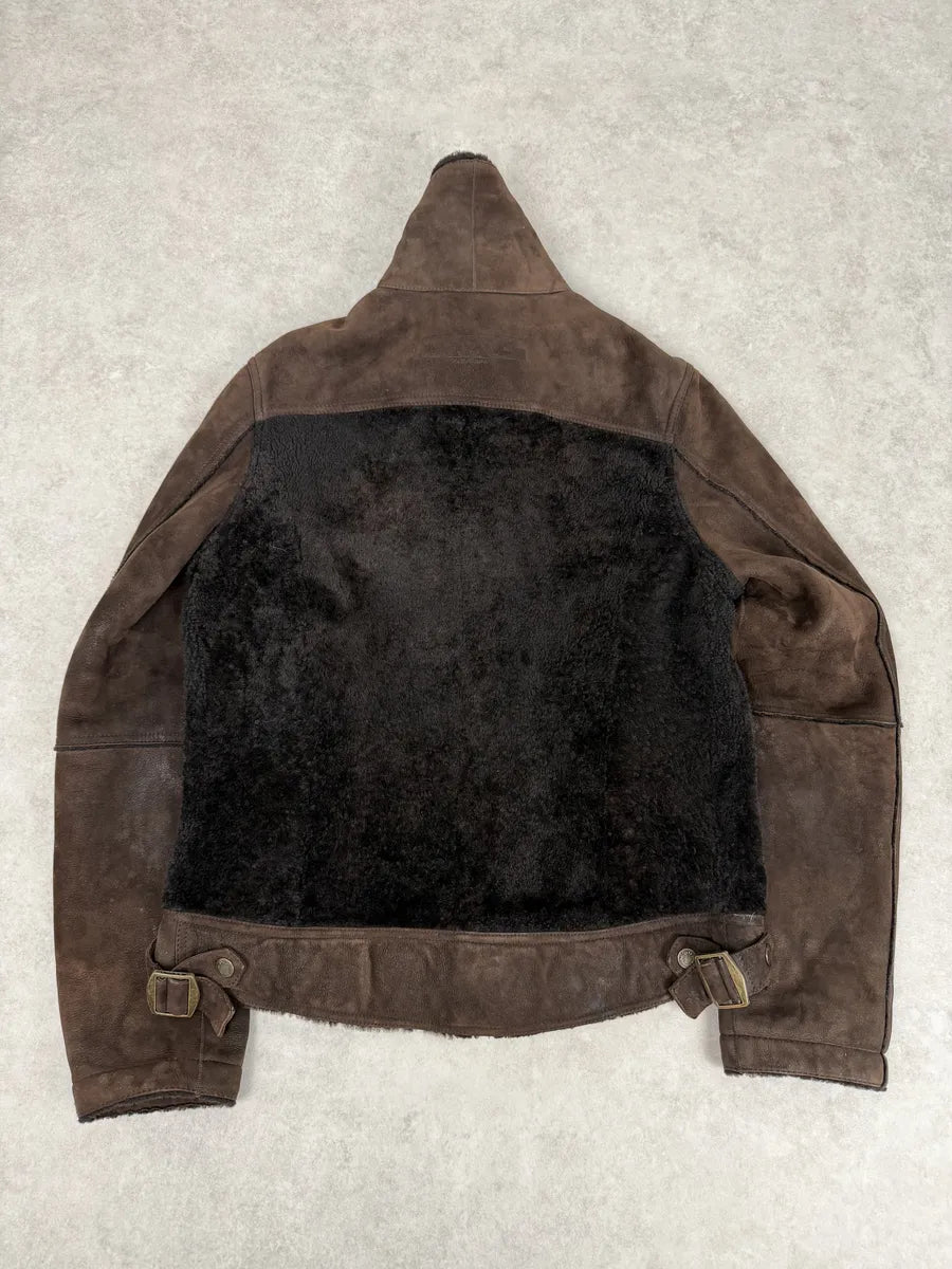 FW2005 Dolce & Gabbana Brown Reversible Shearling Leather Jacket mbGfPBC 2