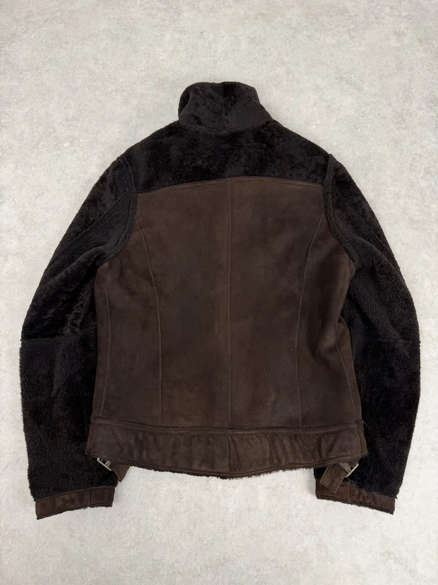 FW2005 Dolce & Gabbana Brown Reversible Shearling Leather Jacket mbGfPBC 3