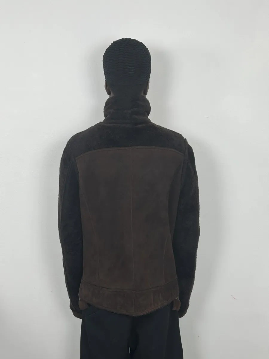 FW2005 Dolce & Gabbana Brown Reversible Shearling Leather Jacket mbGfPBC 5