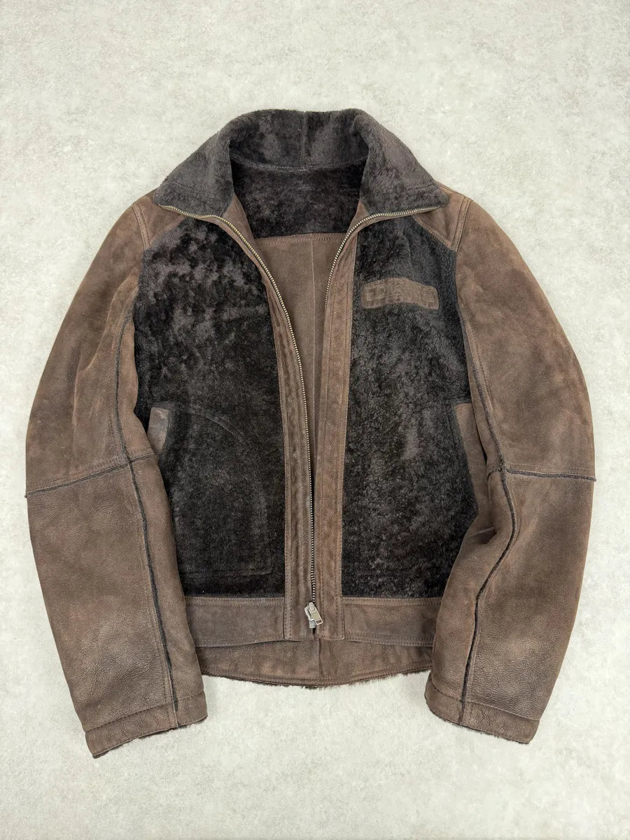FW2005 Dolce & Gabbana Brown Reversible Shearling Leather Jacket mbGfPBC 7