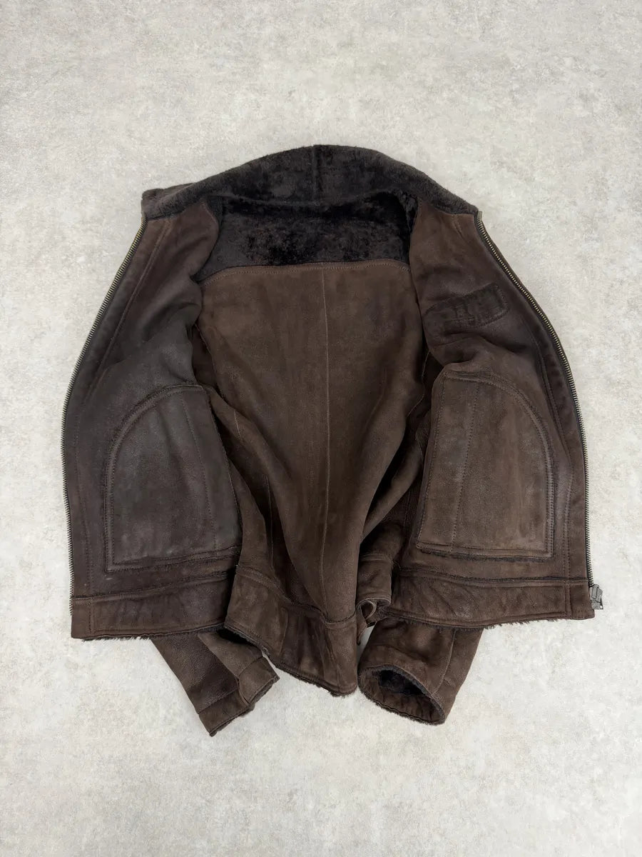 FW2005 Dolce & Gabbana Brown Reversible Shearling Leather Jacket mbGfPBC 9