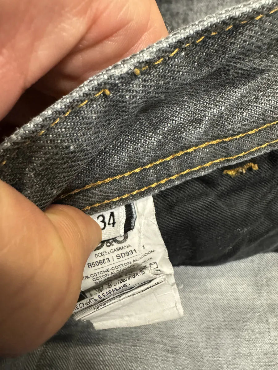 FW2005 Dolce & Gabbana Dark Grey Obscure Denim Jeans xYFKsGy 5