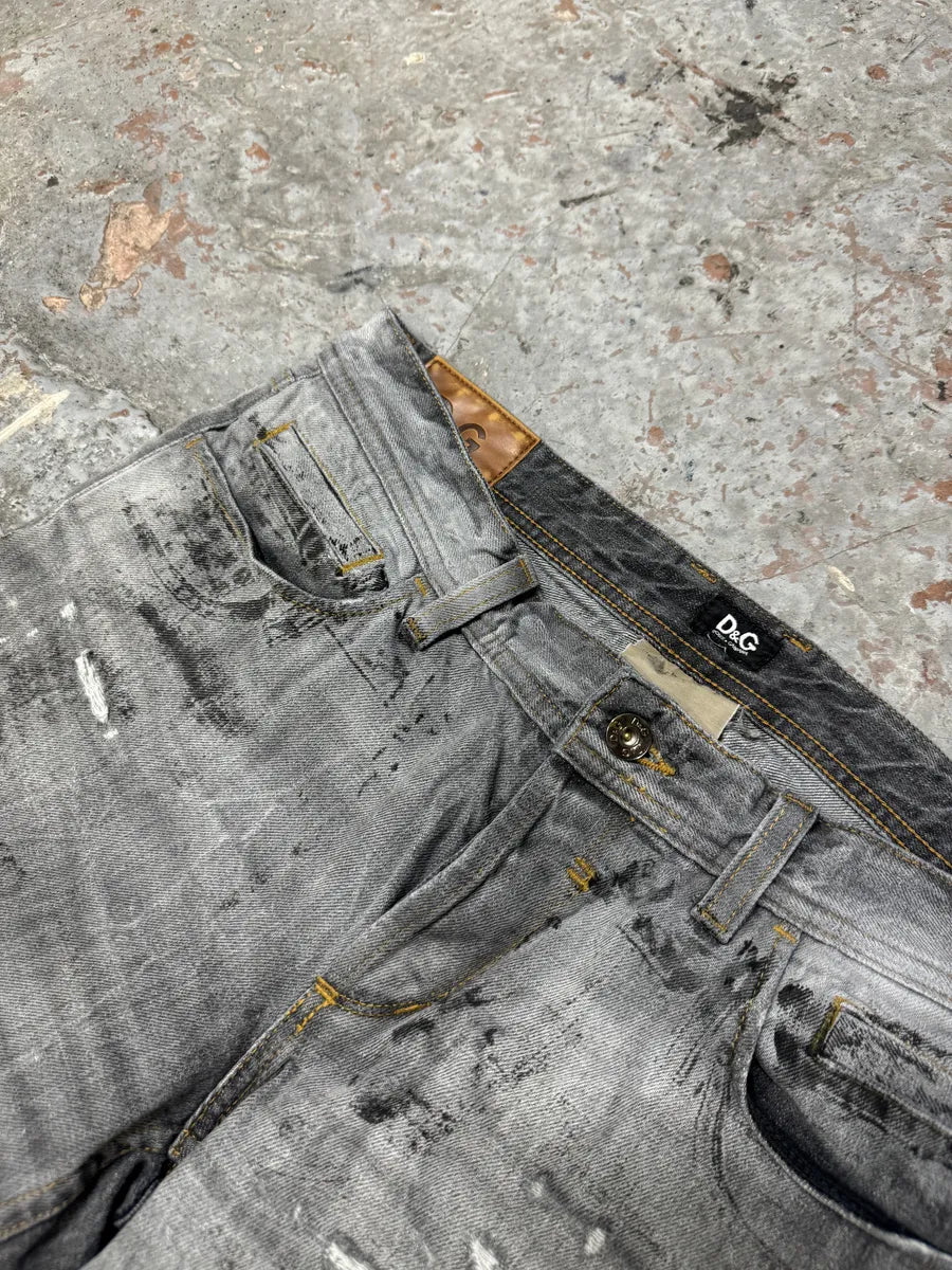 FW2005 Dolce & Gabbana Dark Grey Obscure Denim Jeans xYFKsGy 7