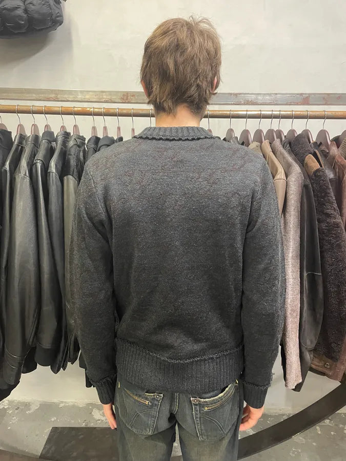 FW2005 Dolce & Gabbana Grey Wool V Sweater FeySRYh 2