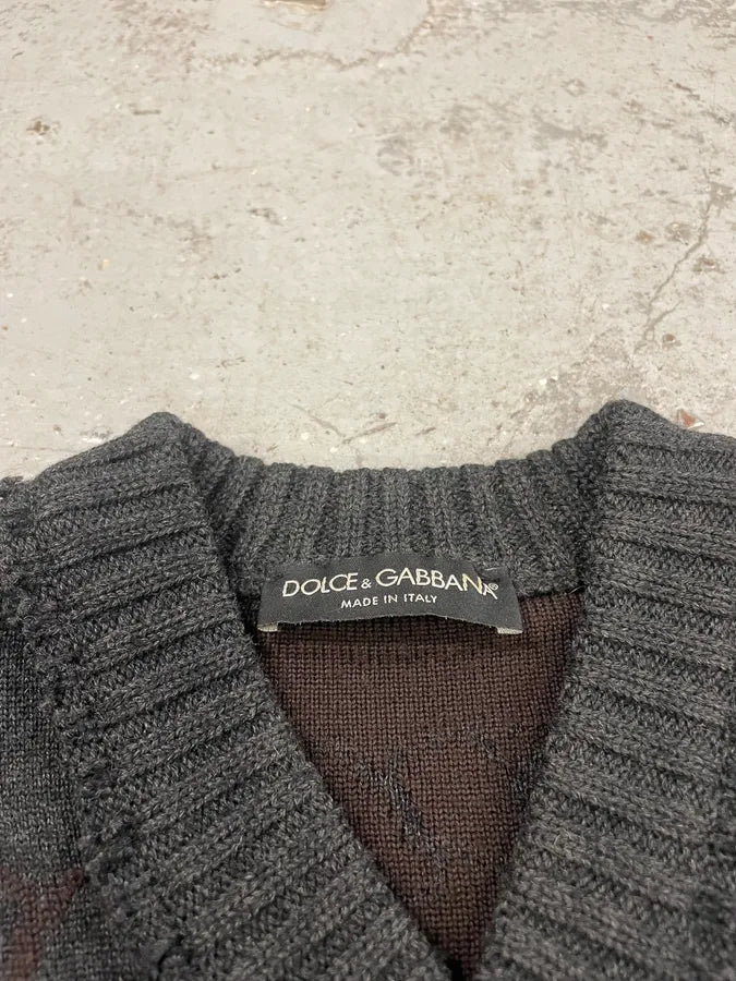 FW2005 Dolce & Gabbana Grey Wool V Sweater FeySRYh 5