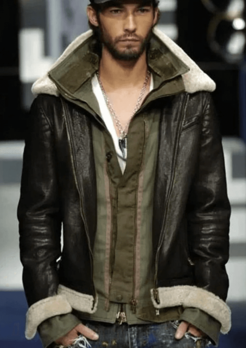 FW2005 Dolce & Gabbana Heavy Shearling Army Combat Leather Jacket vvLgJbS 1