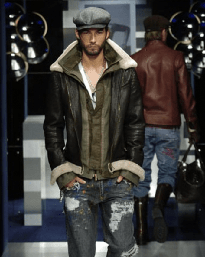 FW2005 Dolce & Gabbana Heavy Shearling Army Combat Leather Jacket xZIdgAq 1