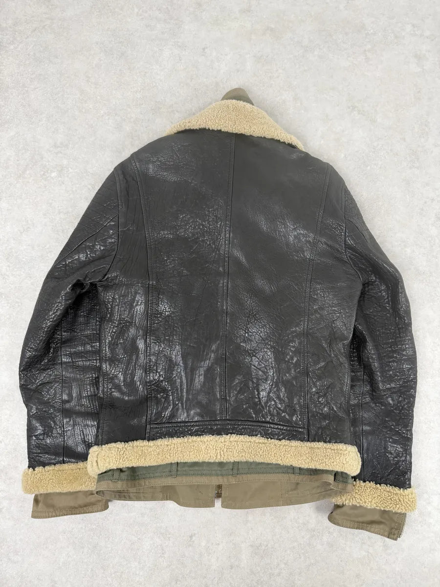 FW2005 Dolce & Gabbana Heavy Shearling Army Combat Leather Jacket xZIdgAq 2