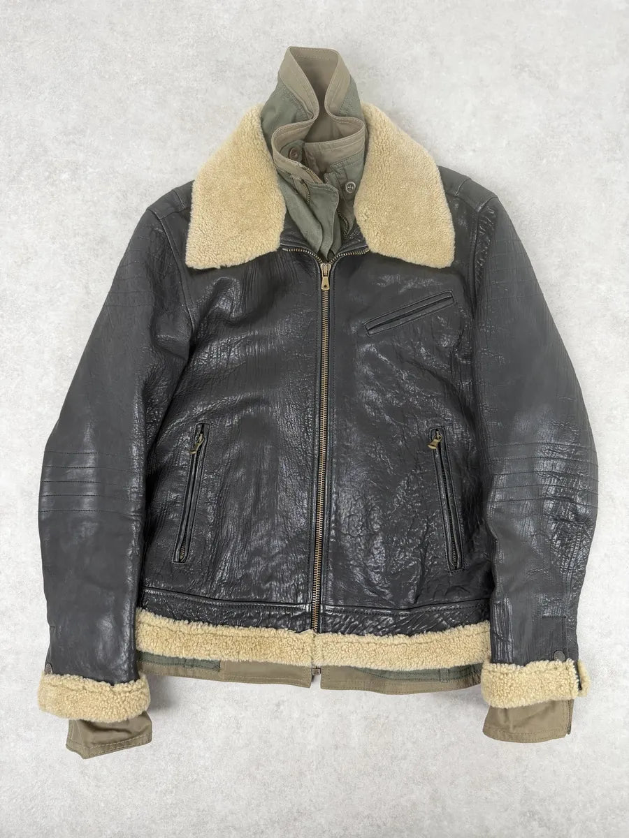 FW2005 Dolce & Gabbana Heavy Shearling Army Combat Leather Jacket xZIdgAq 3