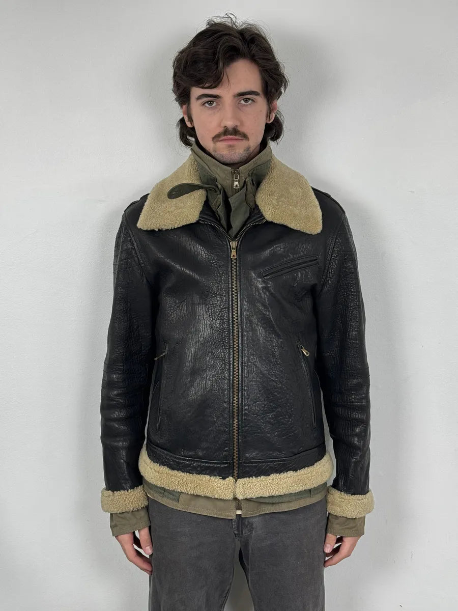 FW2005 Dolce & Gabbana Heavy Shearling Army Combat Leather Jacket xZIdgAq 5