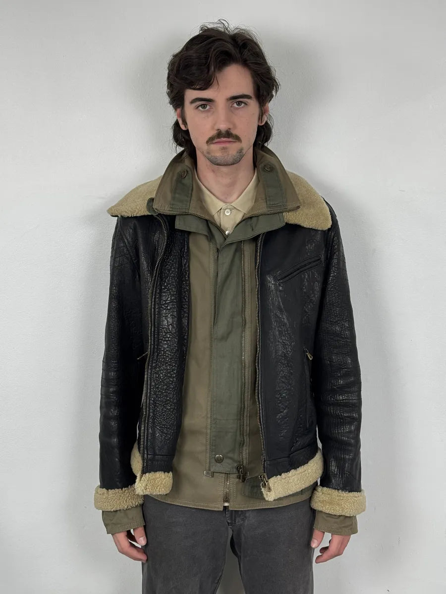 FW2005 Dolce & Gabbana Heavy Shearling Army Combat Leather Jacket xZIdgAq 7
