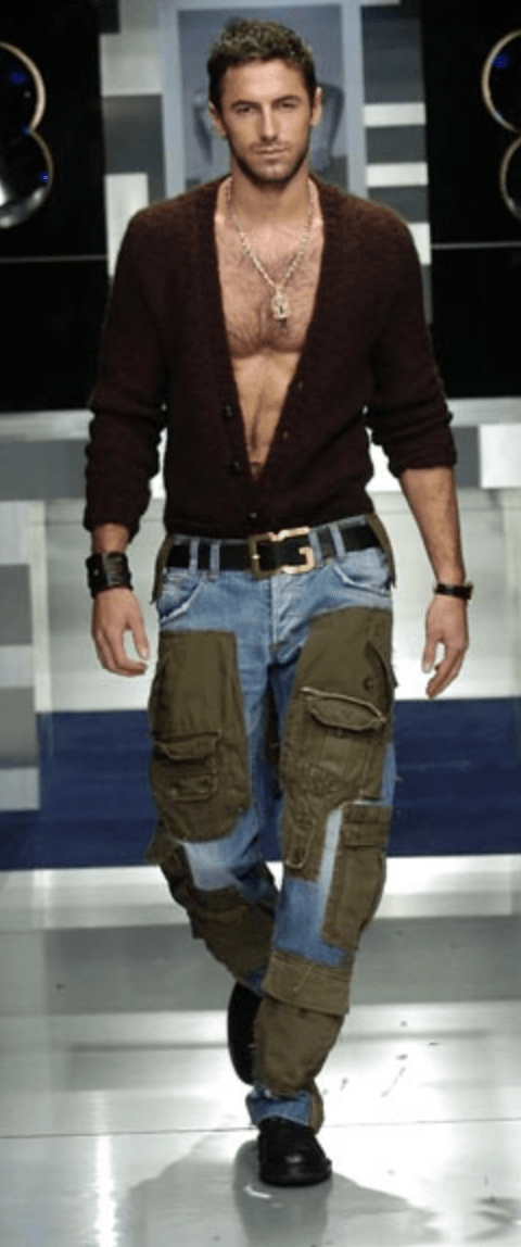 FW2005 Dolce & Gabbana Hybrid Khaki Multi-Pocket Cargo Denim Pants aPiCnyr 0