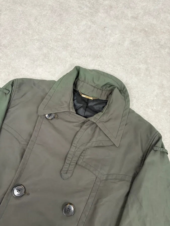 FW2005 Dolce & Gabbana Khaki Green Buttoned Trench Coat YGXPZrY 3