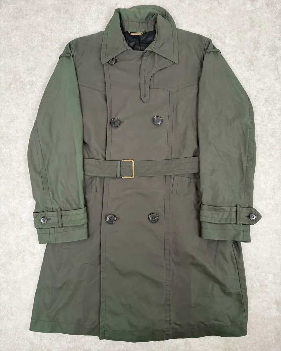 FW2005 Dolce & Gabbana Khaki Green Buttoned Trench Coat YGXPZrY 0