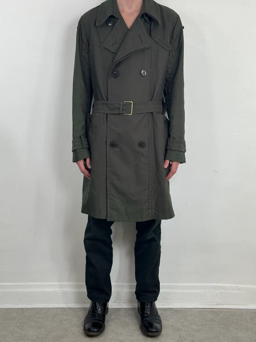 FW2005 Dolce & Gabbana Khaki Green Buttoned Trench Coat YGXPZrY 1